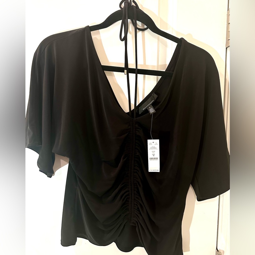 Black WHBM ruched top NWT